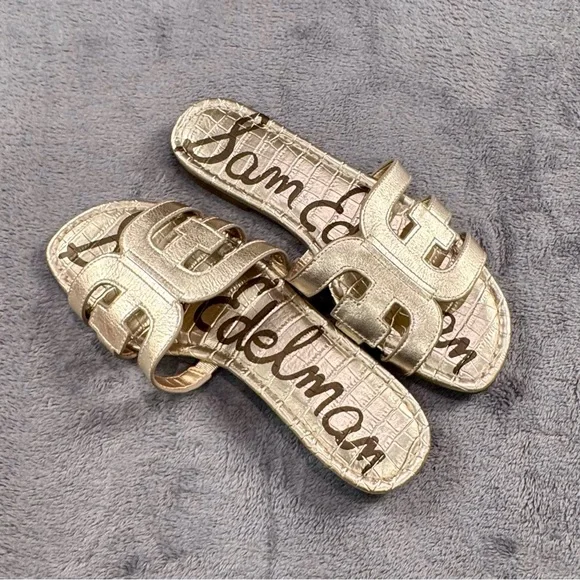 Sam Edelman Metallic Gold Slide Sandals - Picture 5 of 6